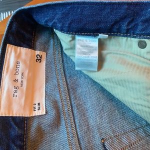 Rag & Bone NEW Fit 2 Slim Straight Size 32 X 33 Men's Fallon Blue $195 Jeans